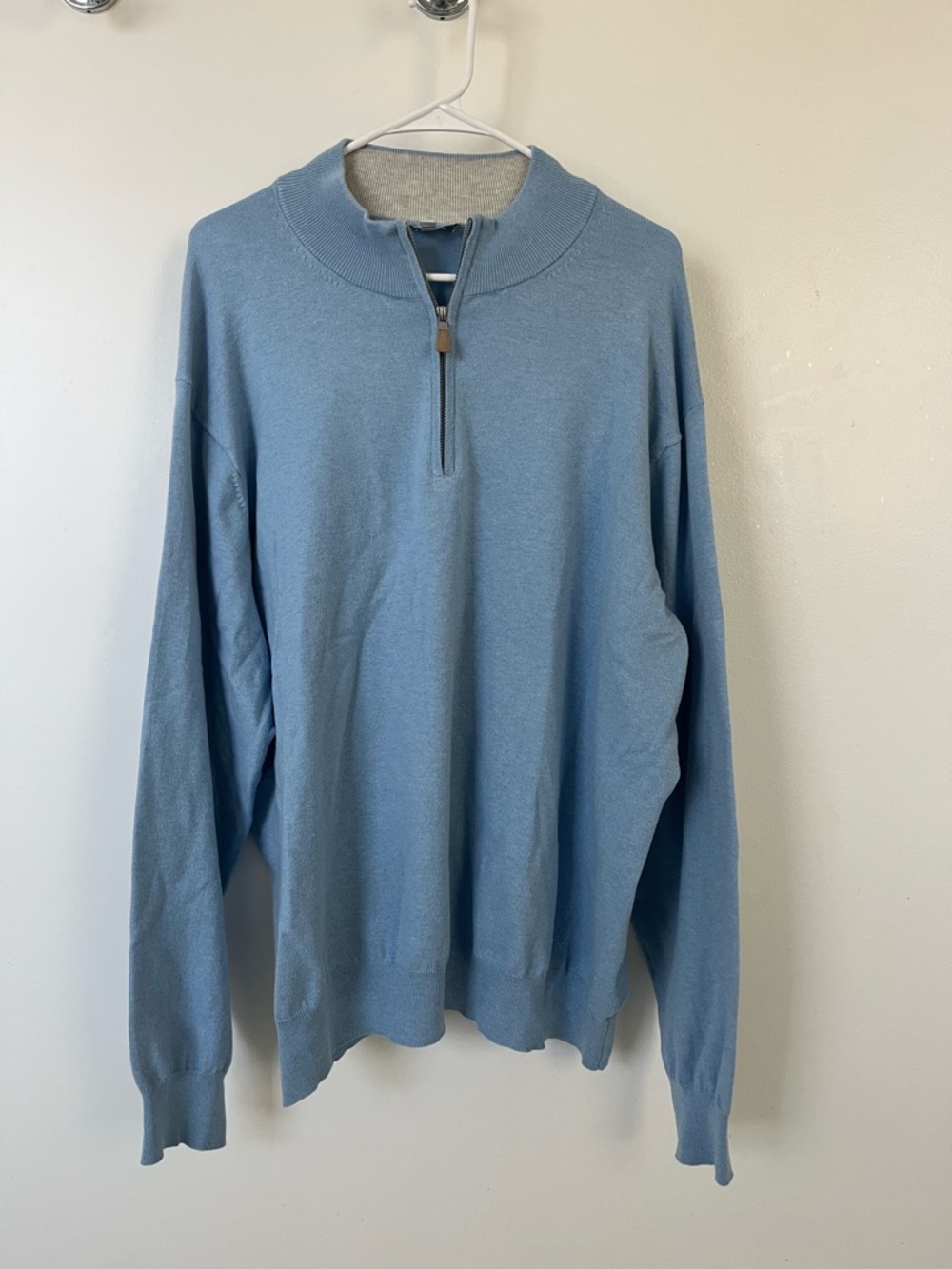 Peter Millar Men's Light Blue Quarter-Zip Soft Classic Dress Sweater